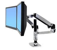 ERGOTRON LX REDESIGN DUAL ARM, POLE MOUNT, Pro 2 LCD, nebo 1LCD a NOTEBOOK, Polished Aluminum