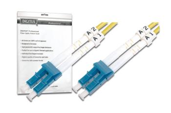 DIGITUS Fiber Optic Patch Cord, LC to LC, Singlemode, OS1, 09/125 , Duplex Length 2m