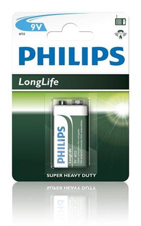 Philips baterie 9V LongLife zinkochloridov - 1ks, blister