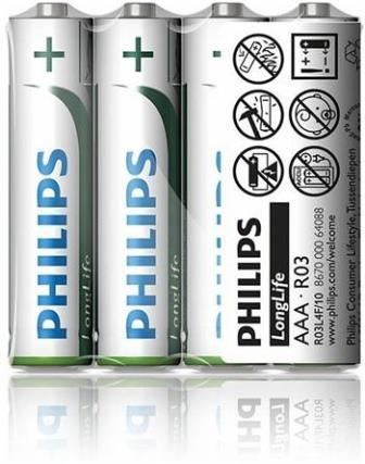 Philips baterie AAA LongLife zinkochloridov - 4ks