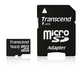 Transcend 16GB microSDHC (Class 10) pamov karta (s adaptrem)