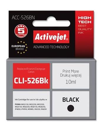 ActiveJet ink cartr. Canon CLI-526Bk - 10 ml - 100% NEW (WITH CHIP) ACC-526Bk