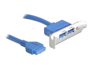 Delock záslepka 1x interní 19pin USB 3.0 > 2 x USB 3.0-A samice externí - low profile