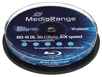 MEDIARANGE BD-R BLU-RAY 50GB 6x Dual Layer spindl 10ks Inkjet Printable
