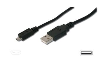 Digitus USB 2.0 kabel USB A samec na USB micro B samec, 2x stíněný, Měď, 3m