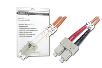 DIGITUS Fiber Optic Patch Cord, LC to SC, Multimode 50/125 , Duplex Length 1m OM2