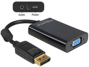 Delock Adaptér Displayport samec > VGA 15 pin samice + Audio + napájení