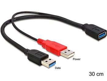 Delock kabel USB 3.0-A samice > USB 3.0-A samec + USB 2.0-A samec, 30cm