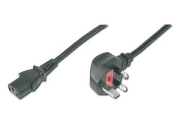 Digitus Napájecí kabel, zástrčka UK, úhlová 90 ° - C13 M / F, 1,8 m, H05VV-F3G 0,75qmm, pojistka 5A, černá