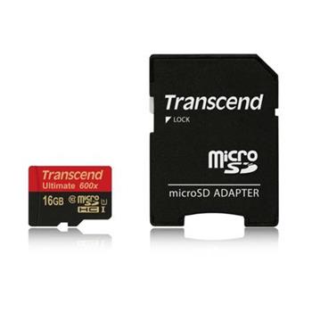 Transcend 16GB microSDHC (Class10) UHS-I 600x (Ultimate) MLC pamov karta (s adaptrem)