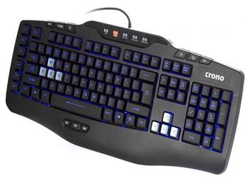 !! AKCE !! Crono CK3000 - modré podsvícená herní klávesnice, CZ + SK, USB