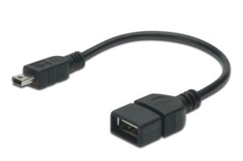 Digitus Adaptrov kabel USB 2.0, OTG, typ mini B - A M/F, 0,2m, USB 2.0, bl