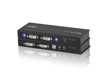 ATEN KVM extender CE-604 USB , Dual View (2 x DVI) audio a konzole extender s USB klávesnice myš+RS-232 port, (1024 x 768 na 60m)