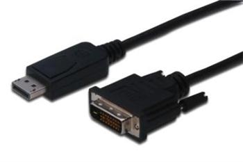 Digitus Adaptérový kabel DisplayPort, DP - DVI (24 + 1) M / M, 5,0 m, s blokováním, kompatibilní s DP 1.1a, CE, bl
