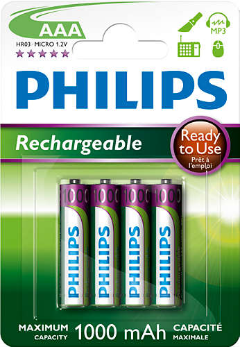 Philips dobjec baterie AAA 1000mAh, NiMH - 4ks