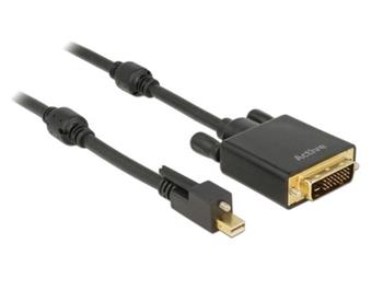 Delock Cable mini Displayport 1.2 male with screw > DVI male 4K Active black 1 m