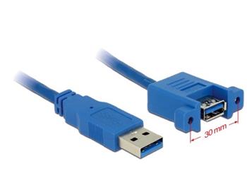 Delock kabel USB 3.0 Type-A samec > USB 3.0 Type-A samice přišroubovatelná 1 m
