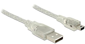 Delock Kabel USB 2.0 Typ-A samec > USB 2.0 Mini-B samec 2m transparentní