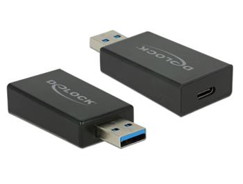 Delock Adaptér SuperSpeed USB 10 Gbps (USB 3.1 Gen 2) TypA samec > USB Type-C™ samice černý
