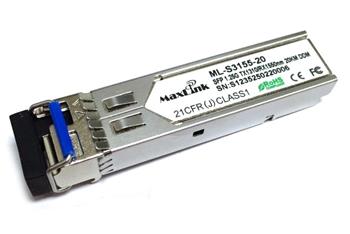 MaxLink 1.25G SFP optick modul, WDM, SM, Tx 1310/Rx1550nm, 20km, 1x LC konektor, DDM, Cisco compatible