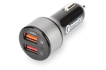 Digitus USB nabíječka do auta, rychlé nabíjení 3.0, 2 vstupní porty 12-24V, výstupy: 3-6.5V/3A, 5V/2.4A