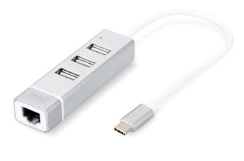 DIGITUS USB 2.0 3-Port Hub & Rychl Ethernet LAN Adaptr s konektorem typu C