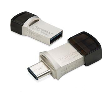 Transcend 64GB JetFlash 890, USB-C/USB 3.1 duln flash disk, mal rozmry, stbrn kov, odol prachu i vod