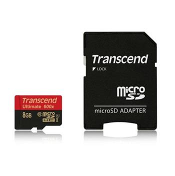 Transcend 8GB microSDHC (Class10) UHS-I 600x (Ultimate) MLC pamov karta (s adaptrem)