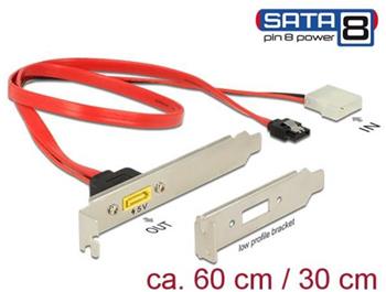 Delock Záslepka SATA 6 Gb/s 7 pin samice + Molex 2 pin napájení samec interní > SATA samec s pin 8 napájení externí