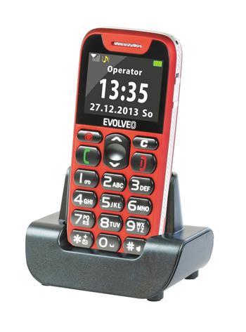 EVOLVEO EasyPhone, mobiln telefon pro seniory s nabjecm stojnkem (erven barva), snadn ovldn