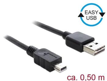 Delock Kabel EASY-USB 2.0 Typ-A samec > USB 2.0 Typ Mini-B samec 0,5 m černý