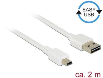 Delock Kabel EASY-USB 2.0 Typ-A samec > USB 2.0 Typ Mini-B samec 2 m bílá