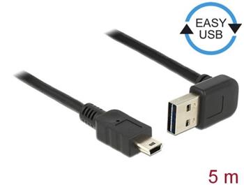 Delock Kabel EASY-USB 2.0 Typ-A samec pravohl nahoru / dol > USB 2.0 Typ Mini-B samec 5 m