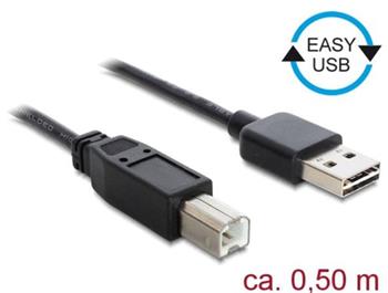 Delock Kabel EASY-USB 2.0 Typ-A samec > USB 2.0 Typ-B samec 0,5 m ern