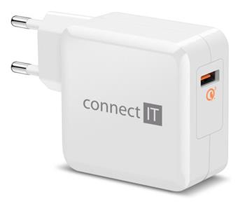 CONNECT IT QUICK CHARGE 3.0 nabíjecí adaptér 1x USB (3A), QC 3.0, bílý