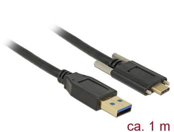 Delock Kabel SuperSpeed USB 10 Gbps (USB 3.1 Gen 2) Type-A samec > USB Type-C samec se rouby po stranch 1 m ern