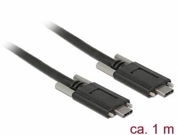 Delock Kabel SuperSpeed USB 10 Gbps (USB 3.1 Gen 2) USB Type-C™ samec > USB Type-C™ samec se šrouby po stranách 1 m čern