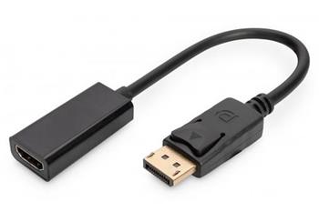 Digitus Adaptérový kabel DisplayPort, DP - HDMI typ A M / F, 0,15 m, s blokováním, kompatibilní s DP 1.1a, CE, bl