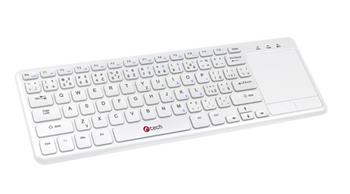 C-TECH klávesnice WLTK-01, bezdrátová klávesnice s touchpadem, bílá, USB,CZ/SK