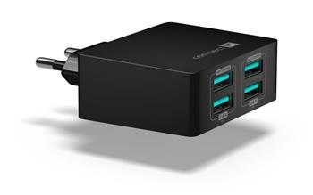 CONNECT IT Fast Charge nabíjecí adaptér 4×USB-A, 4,8A, černý