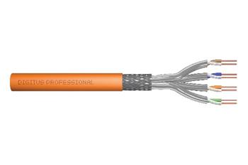 Digitus Instalační kabel CAT 7 S-FTP, 1200 MHz Dca (EN 50575), AWG 23/1, 1000 m buben, simplex, barva oranžová
