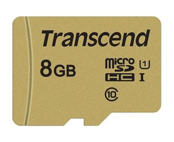 Transcend 8GB microSDHC 500S UHS-I U1 (Class 10) MLC pamov karta (s adaptrem), 95MB/s R, 25MB/s W