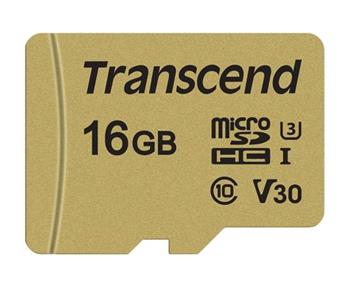 Transcend 16GB microSDHC 500S UHS-I U3 V30 (Class 10) MLC pamov karta (s adaptrem), 95MB/s R, 50MB/s W 
