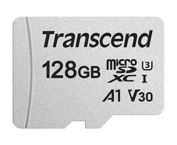 Transcend 128GB microSDXC 300S UHS-I U3 V30 A1 3D TLC (Class 10) pamov karta (bez adaptru), 95MB/s R, 45MB/s W