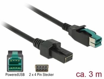 Delock PoweredUSB kabel samec 12 V > 2 x 4 pin samec 3 m pro POS tiskárny a terminály