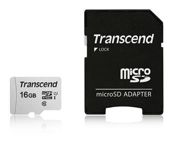 Transcend 16GB microSDHC 300S UHS-I U1 (Class 10) pamov karta (s adaptrem)