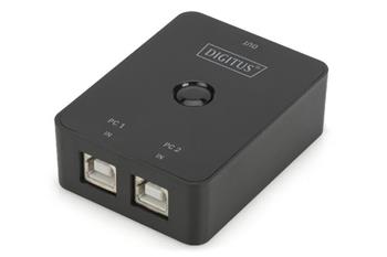 Digitus Přepínač sdílení USB 2.0 2 počítače - 1 zařízení, ovládání tlačítkem, vlastní napájení