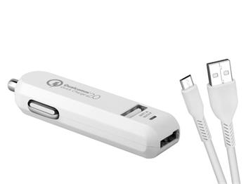 AVACOM CarMAX 2 nabíječka do auta 2x Qualcomm Quick Charge 2.0, bílá barva (micro USB kabel)