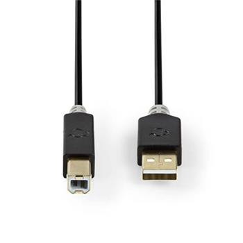 Nedis CCBW60100AT20 - USB 2.0 kabel | A Zstrka - B Zstrka | 2 m | Antracit
