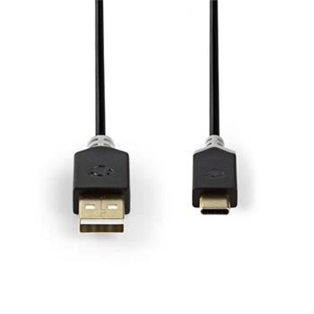 Nedis CCBW60600AT10 - USB 2.0 kabel | Typ-C Zstrka - A Zstrka | 1 m | Antracit